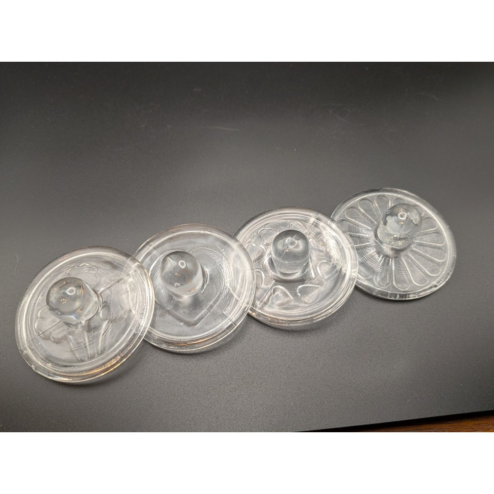 VTG Norpro Clear Glass Cookie Stamps Set of 4 Heart Daisy Flower Patterns w Box‎